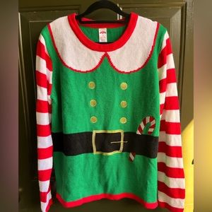 Holiday Time Unisex Funny Ugly Elf Christmas Sweater Medium